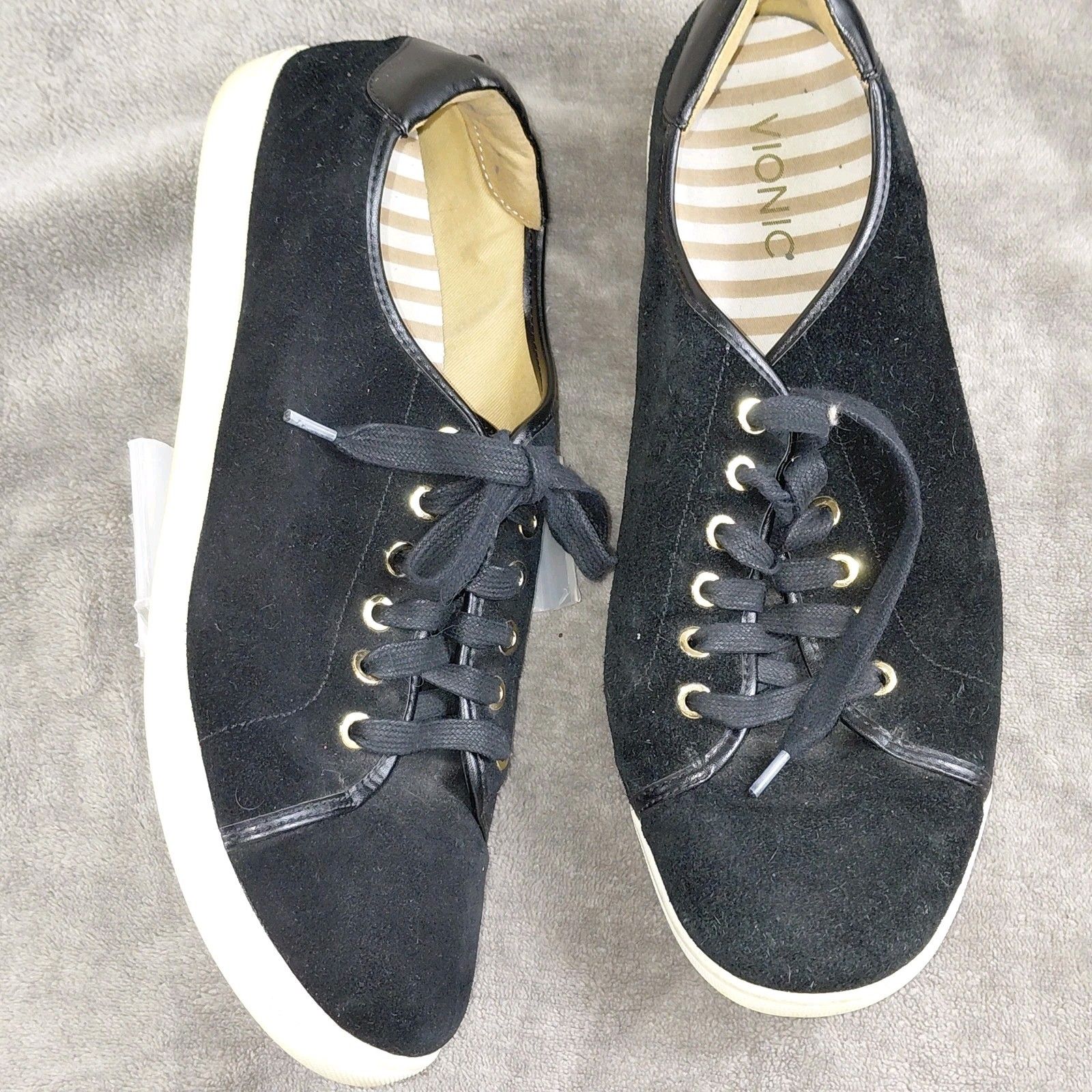 Vionic Brinley Sneakers Shoes Mens Size 12 Black Suede Lace Up Casual Comfort